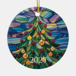 Art Nouveau Stained Glass Tree – 2025 Holiday Gift Ceramic Tree Decoration