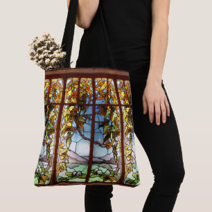 Art Nouveau Stained Glass Waterlily Gourds Tote Bag