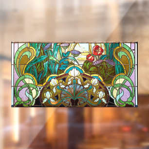 Art nouveau stained glass window cling