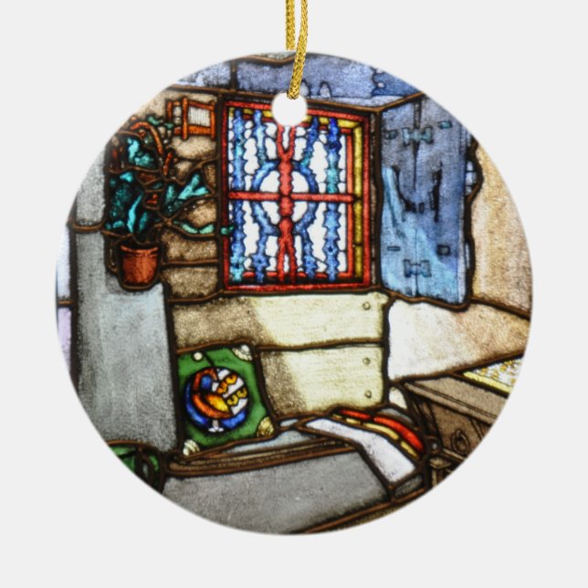 Art Nouveau Stained Glass Windows Ceramic Tree Decoration (Front)