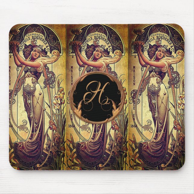 Art nouveau stoic bronze woman mousepad (Front)