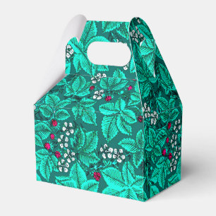 Art Nouveau Strawberries and Leaves, Turquoise Favour Box