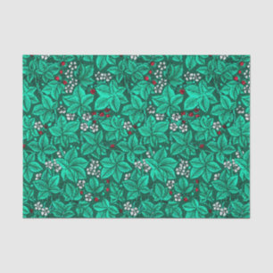 Art Nouveau Strawberries and Leaves, Turquoise Tissue Paper