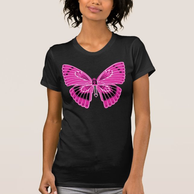 Art Nouveau Style Butterfly Hot Fuchsia Pink T-Shirt (Front)