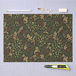 Art Nouveau Style Christmas Botanicals Pattern Tissue Paper