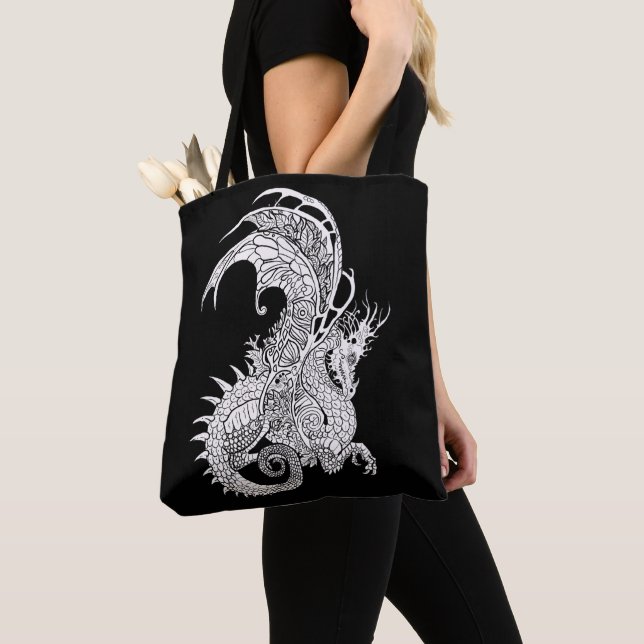 Art Nouveau Style Dragon Tote Bag (Close Up)
