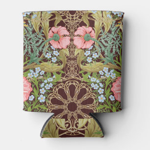Art Nouveau Style Floral: Coloured Vintage Pattern Can Cooler