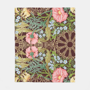 Art Nouveau Style Floral: Coloured Vintage Pattern Fleece Blanket
