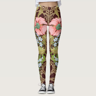 Art Nouveau Style Floral: Coloured Vintage Pattern Leggings