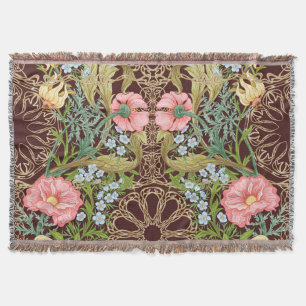 Art Nouveau Style Floral: Coloured Vintage Pattern Throw Blanket