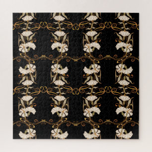 Art Nouveau Style: Gold-Black Vintage. Jigsaw Puzzle