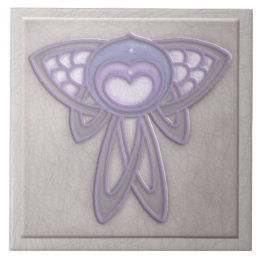 Art Nouveau Style Insect - Pale Mauve and Lavender Tile