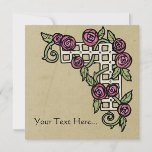 Art Nouveau style rose arbor, corner design border