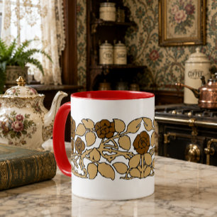 Art Nouveau Style Rose Bush Customisable Colours Mug