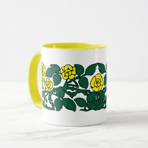 Art Nouveau Style Rose Bush Customisable Colours Mug