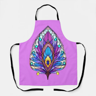 Art Nouveau Style Stained Glass Peacock Feather Apron