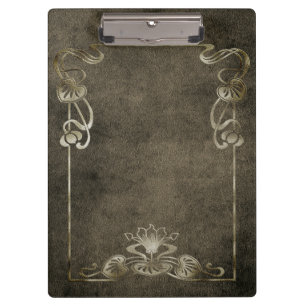 Art nouveau suede look elegant gold brown clipboard
