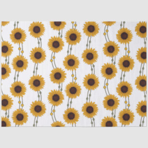 Art Nouveau Sunflower Retro Floral Stripes Yellow Tissue Paper