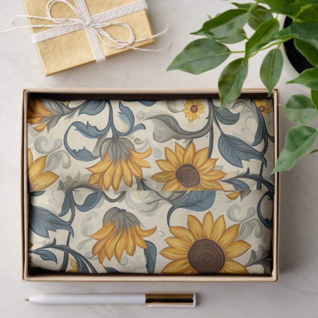 Art Nouveau Sunflower Tissue Paper – 10lb, 17"x23" (Gift)
