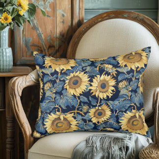 Art Nouveau Sunflowers Decorative Cushion