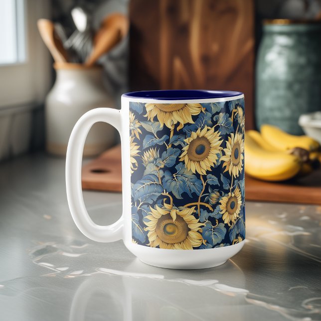 Art Nouveau Sunflowers Two-Tone Coffee Mug (Creator Uploaded)