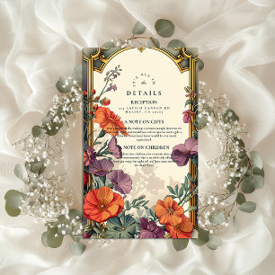 Art Nouveau Sunset Floral Wedding Enclosure Card