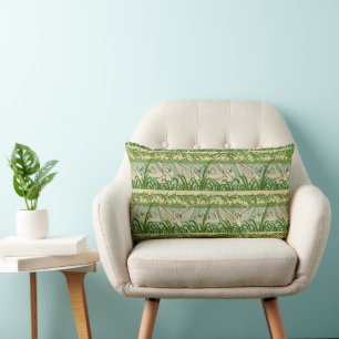 Art Nouveau Swan Pattern – Vintage Botanical Swan  Lumbar Cushion