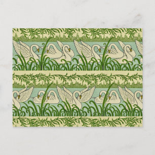 Art Nouveau Swan Pattern – Vintage Botanical Swan  Postcard