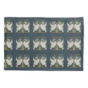 Art Nouveau Swans Pattern: Walter Crane Swan Print Pillowcase