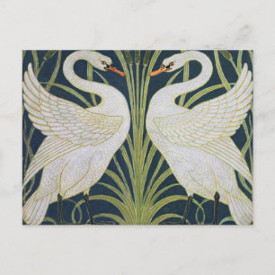 Art Nouveau Swans Pattern: Walter Crane Swan Print Postcard