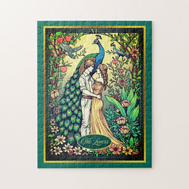 Art Nouveau Tarot Card, The Lovers Jigsaw Puzzle (Vertical)