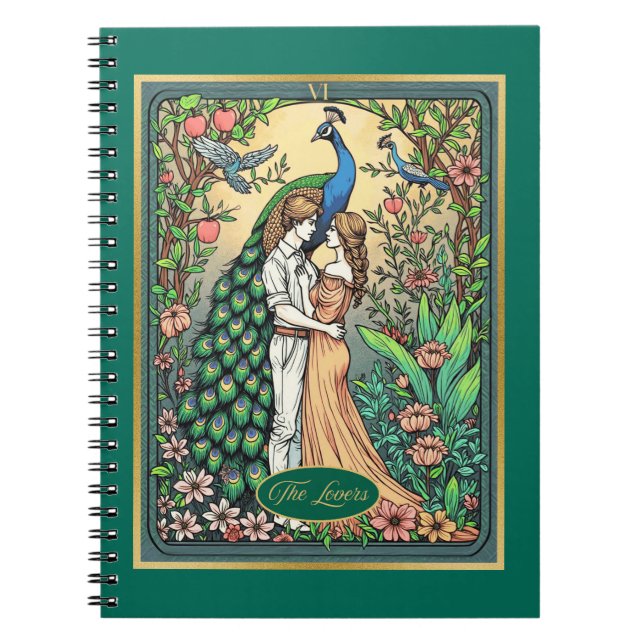 Art Nouveau Tarot Card, The Lovers Notebook (Front)