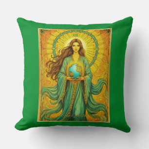 Art Nouveau Tarot Card The World Cushion