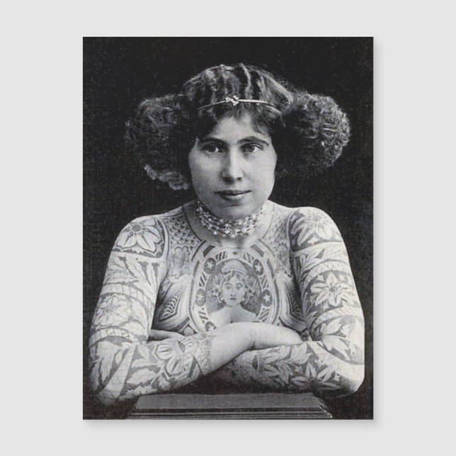 Art Nouveau Tattooed Women magnetic Photo postcard (Front)