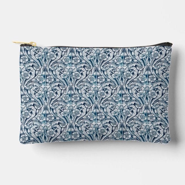 Art Nouveau Teal Floral Accessory Pouch (Front)