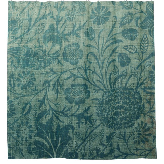 art Nouveau,teal,William Morris style, floral,chic Shower Curtain (Front)