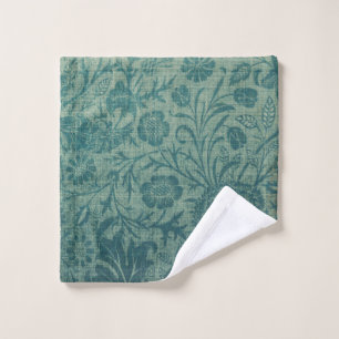art Nouveau,teal,William Morris style, floral,chic Wash Cloth
