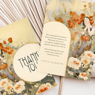Art Nouveau Thank You Card Poppy Red
