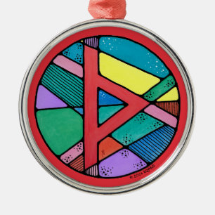 Art Nouveau Thurisaz Rune of Defence Metal Tree Decoration