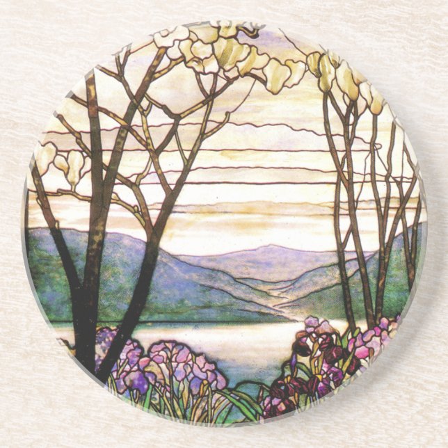 Art Nouveau Tiffany Stained Glass Vintage Coaster (Front)