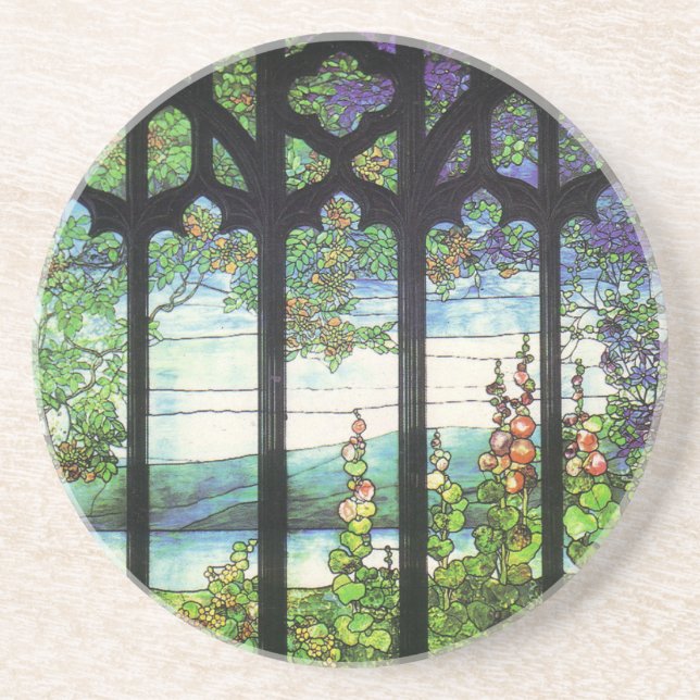 Art Nouveau Tiffany Stained Glass Vintage Coaster (Front)