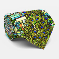 Art Nouveau Tiffany Stained Glass Window Peacock