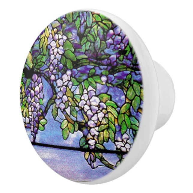 Art Nouveau Tiffany Stained Glass Wisteria Knob (Right)