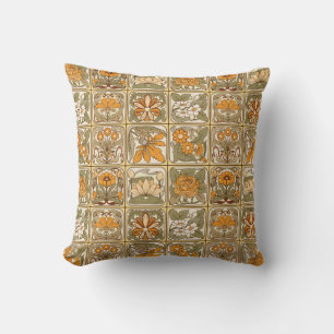 Art Nouveau Tiles: Vintage Ceramic Style Cushion