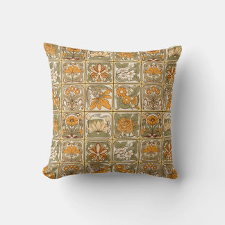 Art Nouveau Tiles: Vintage Ceramic Style Cushion