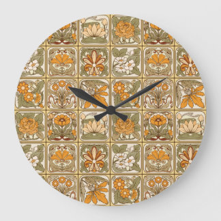 Art Nouveau Tiles: Vintage Ceramic Style Large Clock