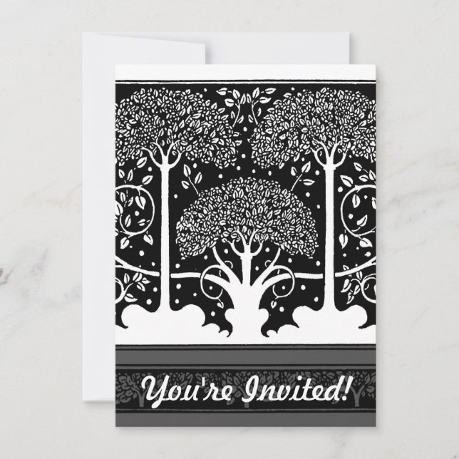 Art Nouveau Tree Beardsley Pattern Invitation (Front)