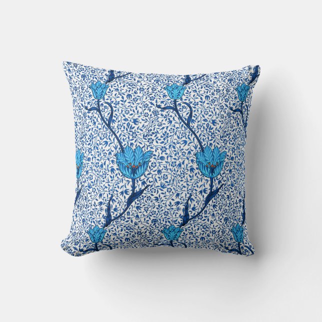 Art Nouveau Tulip Damask, Cobalt Blue Cushion (Front)
