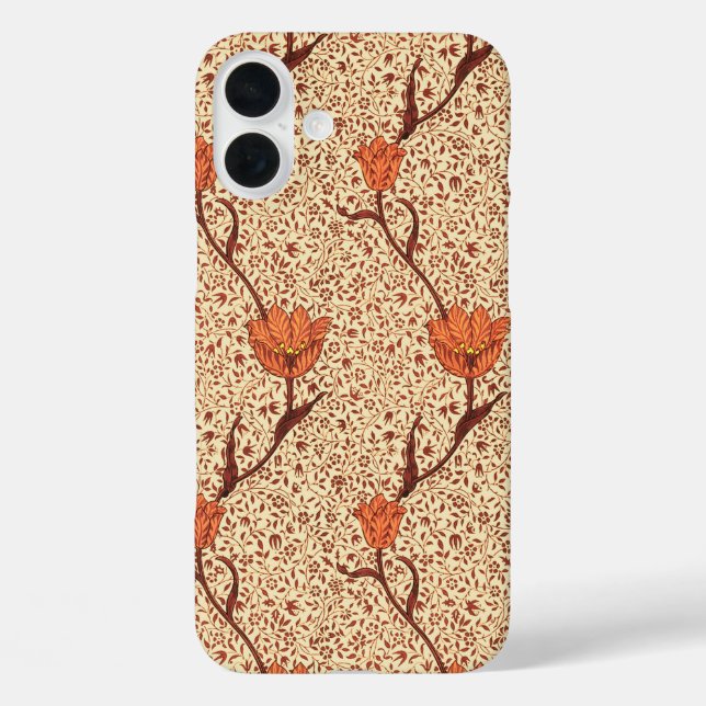 Art Nouveau Tulip Damask, Coral and Beige Case-Mate iPhone Case (Back)
