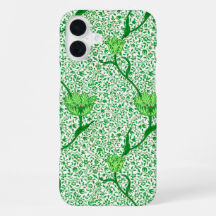 Art Nouveau Tulip Damask, Emerald Green iPhone 16 Plus Case